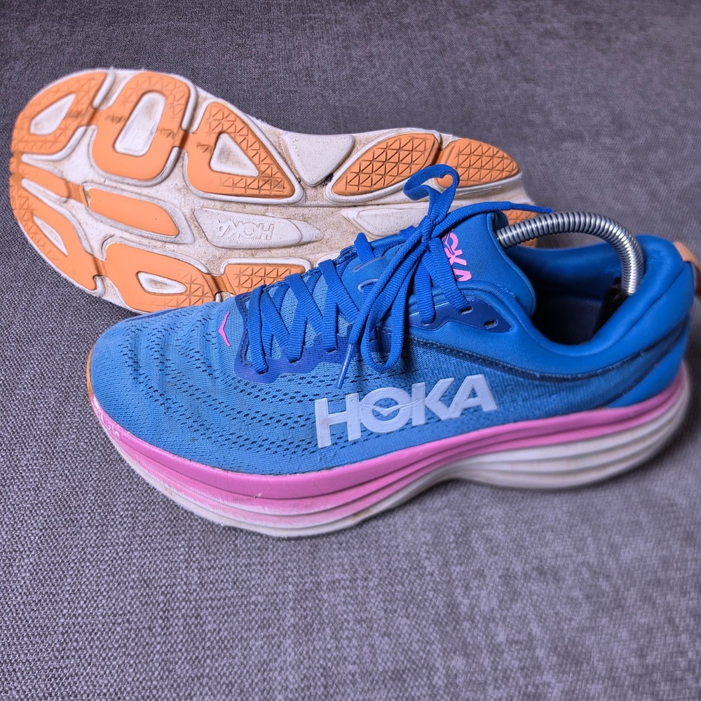 Hoka Bondi 8 Women 11 Blue Pink 1127952 CSAA Max Cushion Running Shoes
